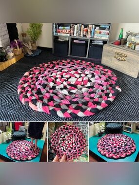 Barbie Rug - Barbie Dollhouse Miniature - Handbraided Handsewn